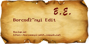 Borcsányi Edit névjegykártya